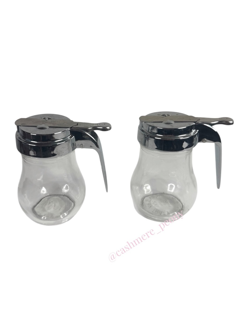 Vintage Set of 2 Dripcut by Traex Glass Syrup Dispensers 206J Dane Wisconsin
